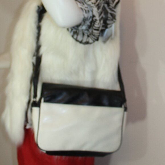 Coach colorblock crossbody messenger handbag unisex black, cream , blue trim - Picture 2 of 9